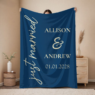 Custom Just Married Blanket Gift for Newlyweds