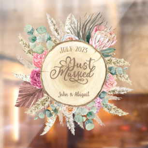 Custom Just Married Boho Window Cling