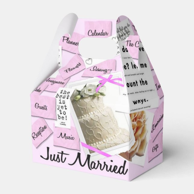 Custom Just Married Wedding Favour Boxes (Front Side)