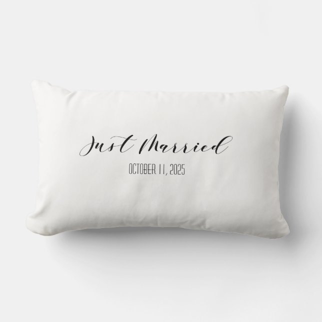 Custom Just Married Wedding Pillow Names & Date (Front)