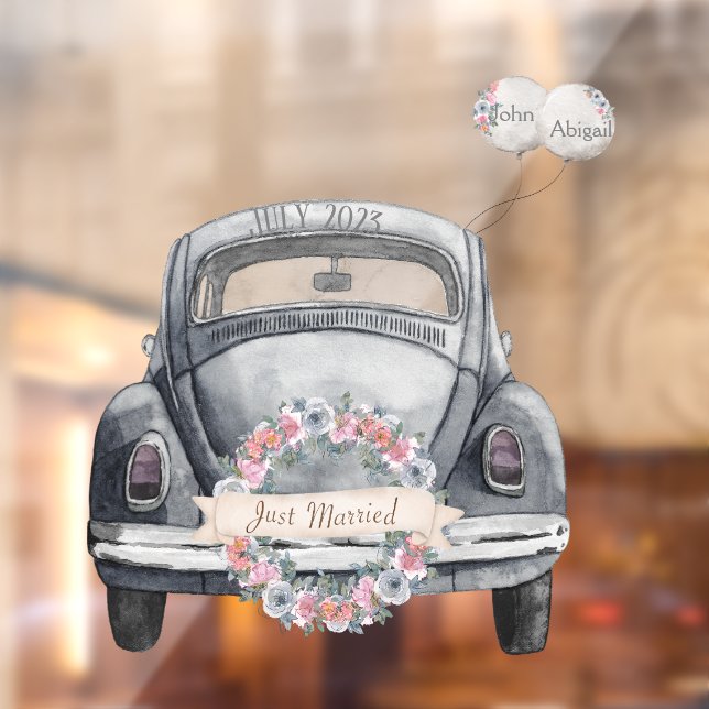 Custom Just Married  Window Cling (Sheet 2)