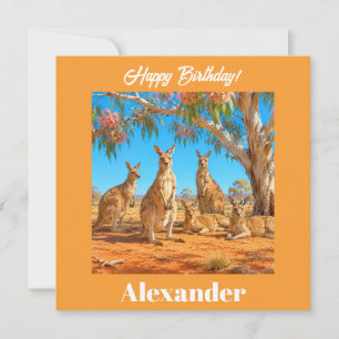 Custom Kangaroos flowering gumtree Happy Birthday Card