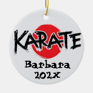 Custom Karate Christmas Tree Ceramic Ornament