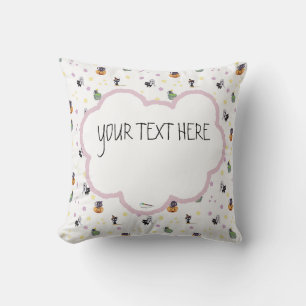 Custom Kawaii Doodle Halloween Pattern Throw Pillow