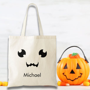 Custom Kawaii Jack O' Lantern Face Tote Bag