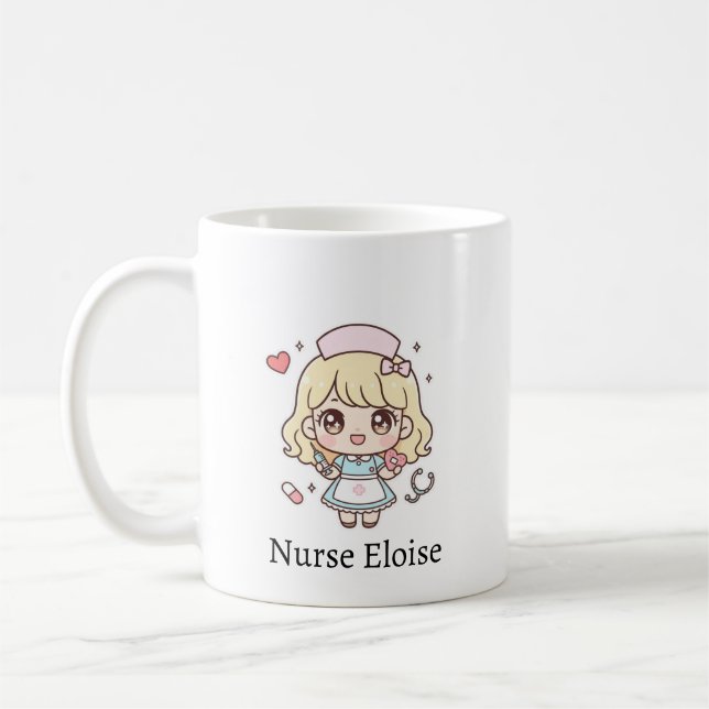 Custom Kawaii Nurse Mug – Personalized Cute Chibi  (Gauche)