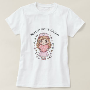 Custom Kawaii Nurse T-Shirt – Pastel Chibi Nurse