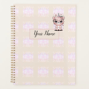 Custom Kawaii Unicorn Bear Face Floral Glasses Planner