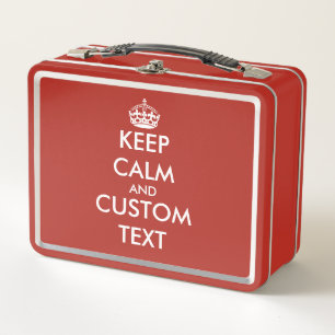 Custom keep calm and carry on red Metal Lunchbox