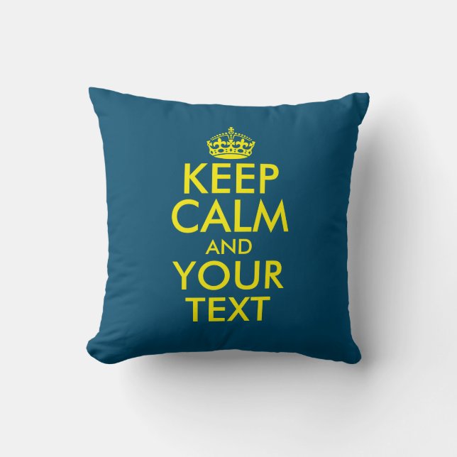Custom keep calm and carry on standard size cotton throw pillow (Front)