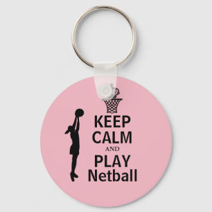 Custom Keep Calm and Play Netball Keychain