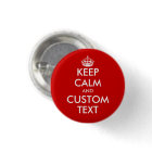 Custom Keep calm large round red pinback buttons