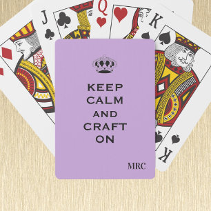 Custom Keep Calm Lavender Monogram Playing Cards