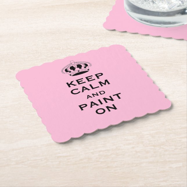 Custom Keep Calm (your word) Pink Set of 6 Paper Coaster (Angled)