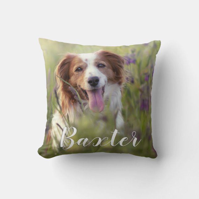 Custom Keepsake Pet Photo Throw Pillow (Front)