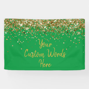 Custom Kelly Green Gold Birthday Party Photo Booth Banner