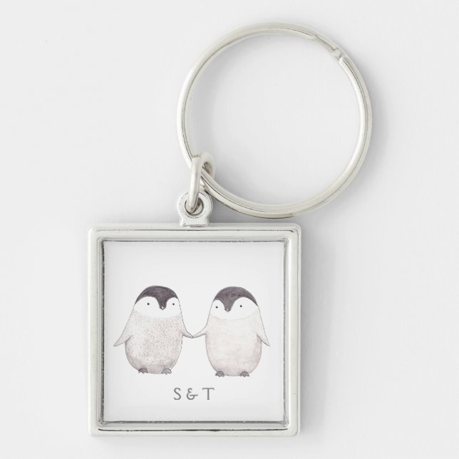Custom Key Chain Personalized Penguins Key Chain (Front)