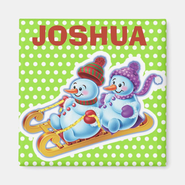 Custom Key Ring Christmas Snowman characters. Magnet (Front)