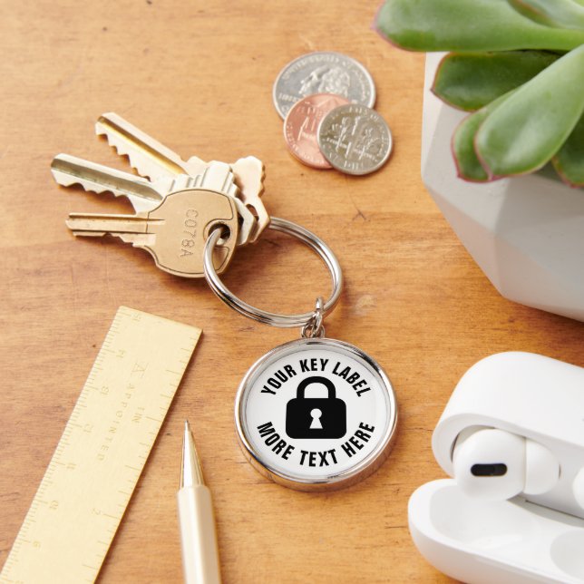Custom keychain with safe security padlock icon (Desk)