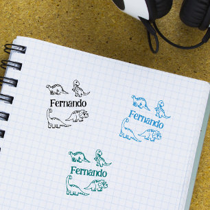 Custom Kid Dino Signature Rubber Stamp