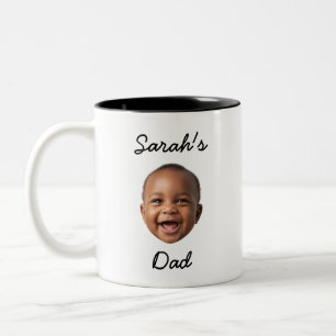 Custom Kid Face & Name Personalized Dad Gift Two-Tone Coffee Mug