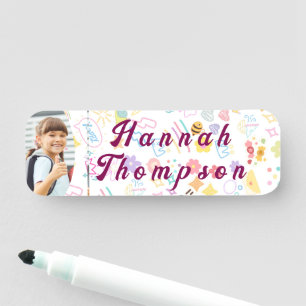Custom Kid’s Name Colourful Tag with Photo 