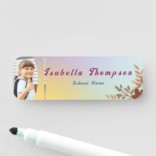 Custom Kid’s Name Tag with Photo – Bright Colourfu