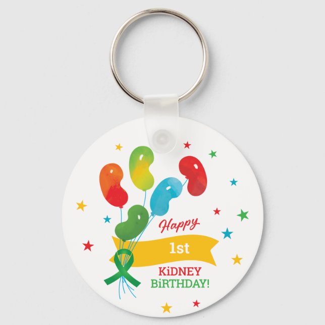 Custom Kidney Transplant Birthday Keychain (Front)