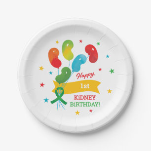 Custom Kidney Transplant Birthday Paper Plate