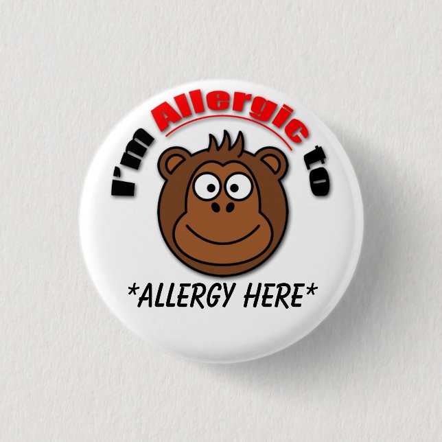 Custom kids allergy badge 1 inch round button (Front)