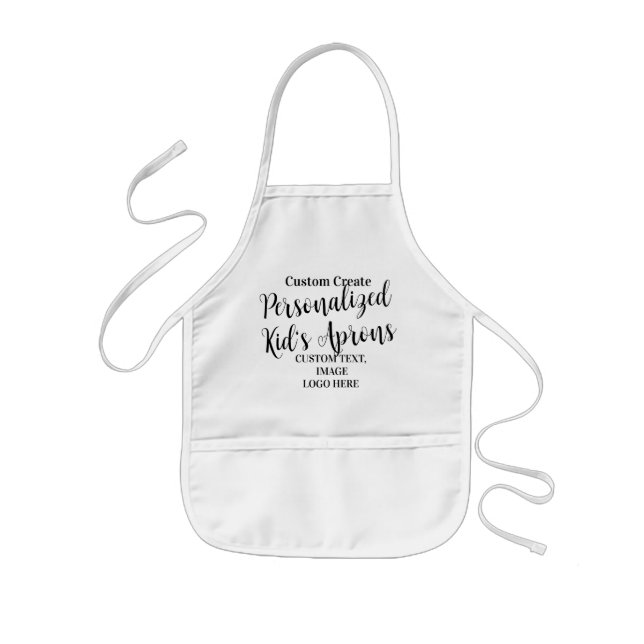 Custom Kid's Aprons, White Chef Personalized Kids Apron (Front)