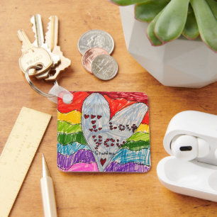 Custom Kids' Art and Photo Keepsake Gift Keychain