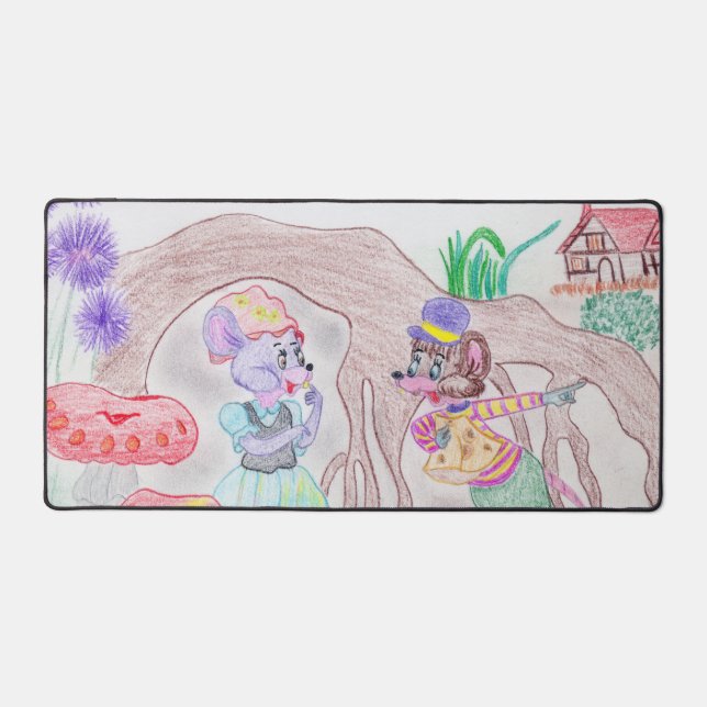 Custom Kids Artwork, deux mignonnes souris, fleurs (Recto)