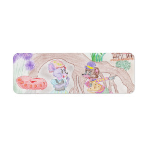 Custom Kids Artwork, deux mignonnes souris, fleurs