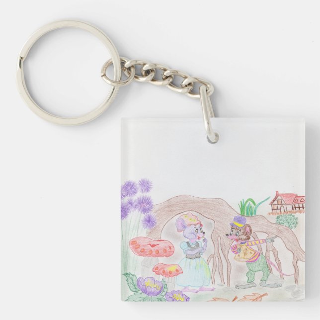 Custom Kids Artwork, deux mignonnes souris, fleurs (Devant)