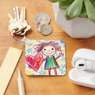 Custom Kids Artwork Keepsake Keychain