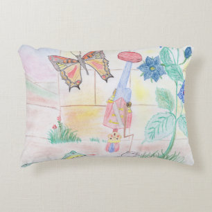 Custom Kids Artwork, Nutcracker toy, butterfly,  Accent Pillow