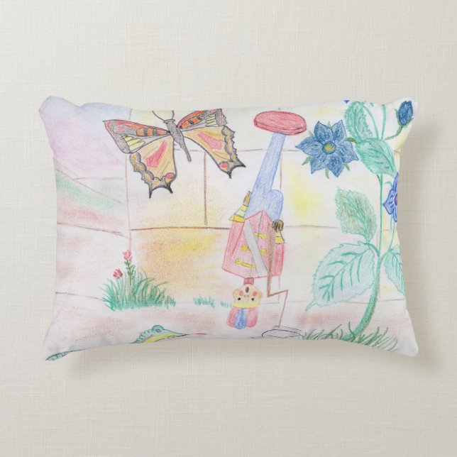 Custom Kids Artwork, Nutcracker toy, butterfly,  Accent Pillow (Front)