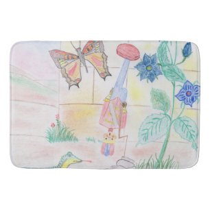 Custom Kids Artwork, Nutcracker toy, butterfly,  Bath Mat