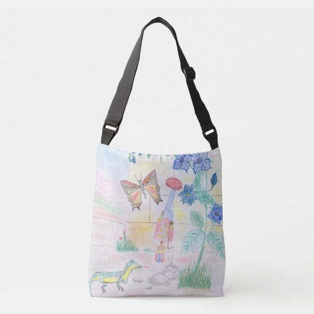Custom Kids Artwork, Nutcracker toy, butterfly,  Crossbody Bag (Front)