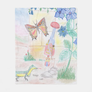 Custom Kids Artwork, Nutcracker toy, butterfly,  Fleece Blanket