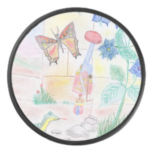 Custom Kids Artwork, Nutcracker toy, butterfly, Hockey Puck