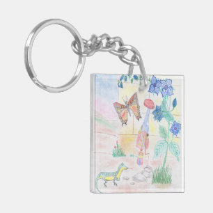 Custom Kids Artwork, Nutcracker toy, butterfly,  Keychain
