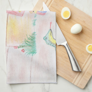 Custom Kids Artwork, Nutcracker toy, butterfly,  Kitchen Towel