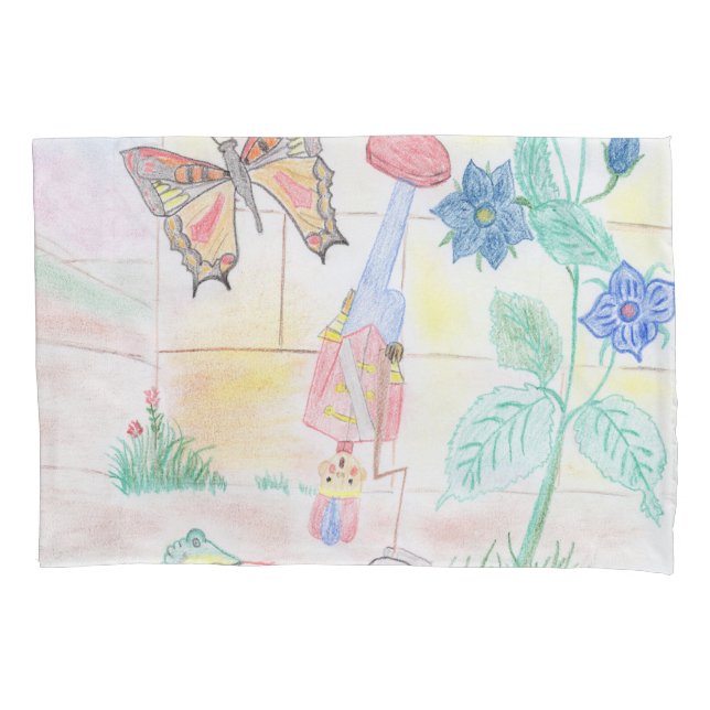Custom Kids Artwork, Nutcracker toy, butterfly,  Pillowcase (Front)
