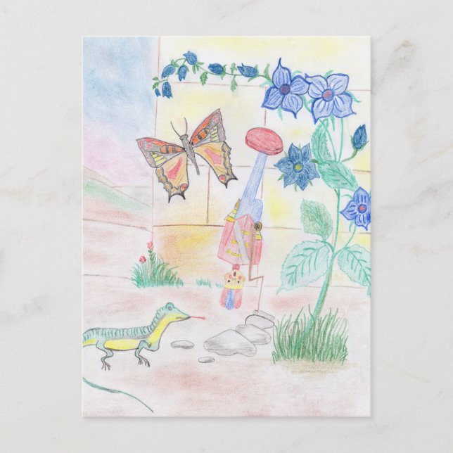 Custom Kids Artwork, Nutcracker toy, butterfly,  Postcard (Front)