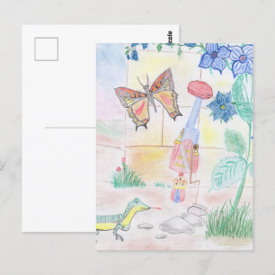 Custom Kids Artwork, Nutcracker toy, butterfly,  Postcard