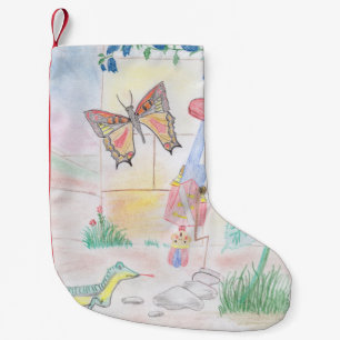 Custom Kids Artwork, Nutcracker toy, butterfly, Small Christmas Stocking