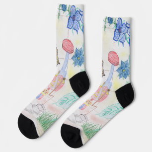 Custom Kids Artwork, Nutcracker toy, butterfly,  Socks