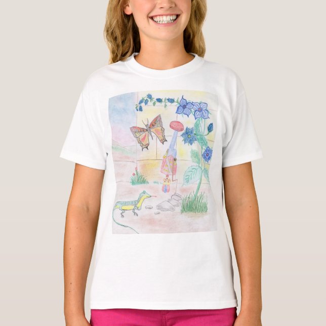 Custom Kids Artwork, Nutcracker toy, butterfly,  T-Shirt (Front)